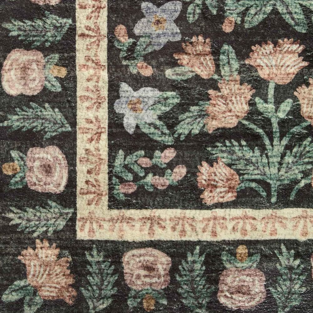 Rifle Paper Co Eden Mughal Garden 2&#39; x 5&#39; Black Runner, , large