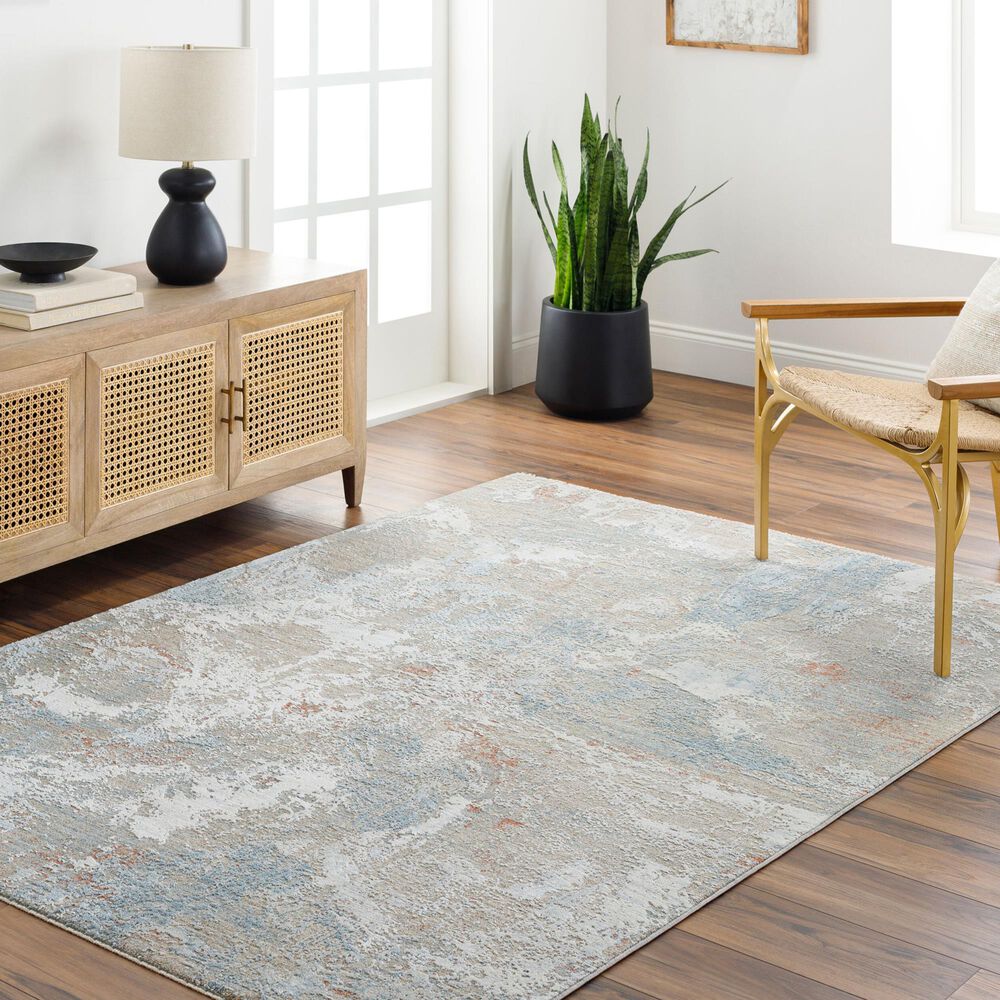 Surya Brunswick Taupe, Gray, Cream, Blue, Light Slate and Seafoam 7'10" x 10'2" Area Rug, , large