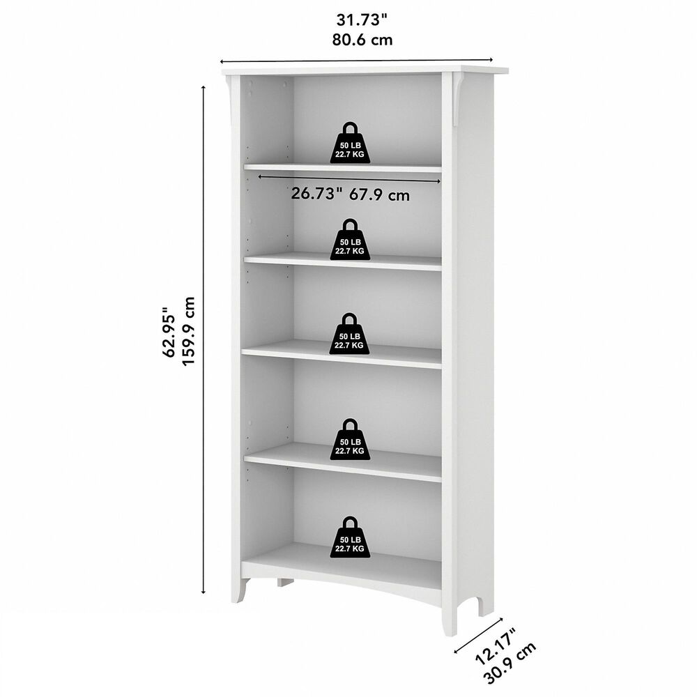 Bush Salinas 5Shelf Bookcase in Pure White Nebraska Furniture Mart