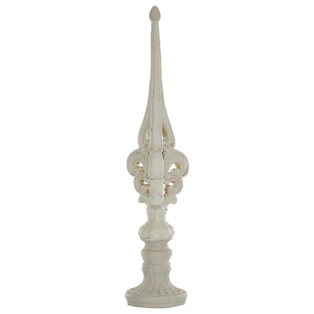 Maple and Jade 32" Vintage Finial Sculpture in Distressed Ivory White, , large