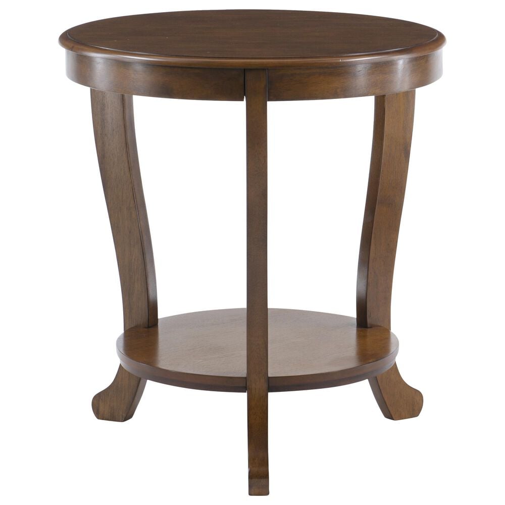 Linon Home Decor Aubert Round Side Table in Hazelnut, , large