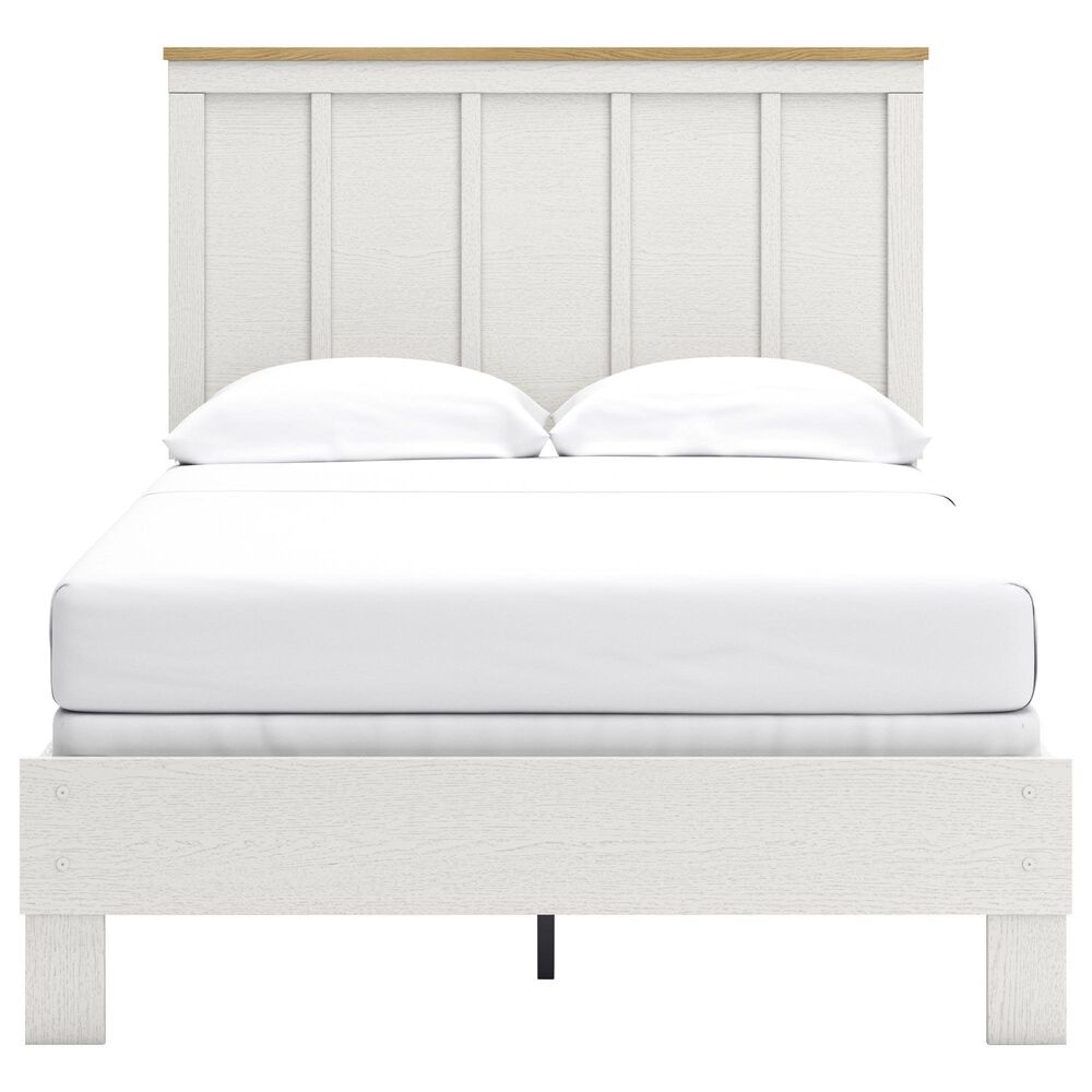 Ashley Linnocreek Full Panel Bed in White and Warm Brown, , large
