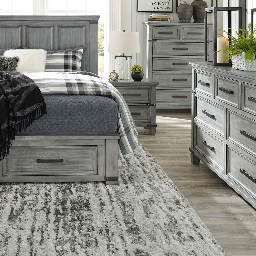 Ashley Russelyn 4 Piece King Bedroom Set in Gray, , large
