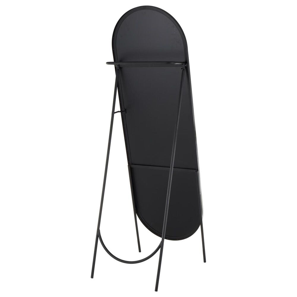 Maple and Jade 66" Metal Foldable Oval Floor Mirror in Black, , large