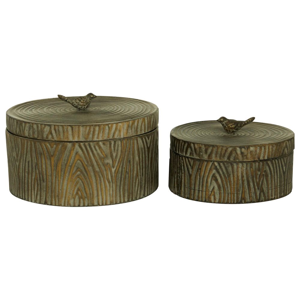 Maple and Jade Vintage Decorative Jar in Antique Bronze &#40;Set of 2&#41;, , large