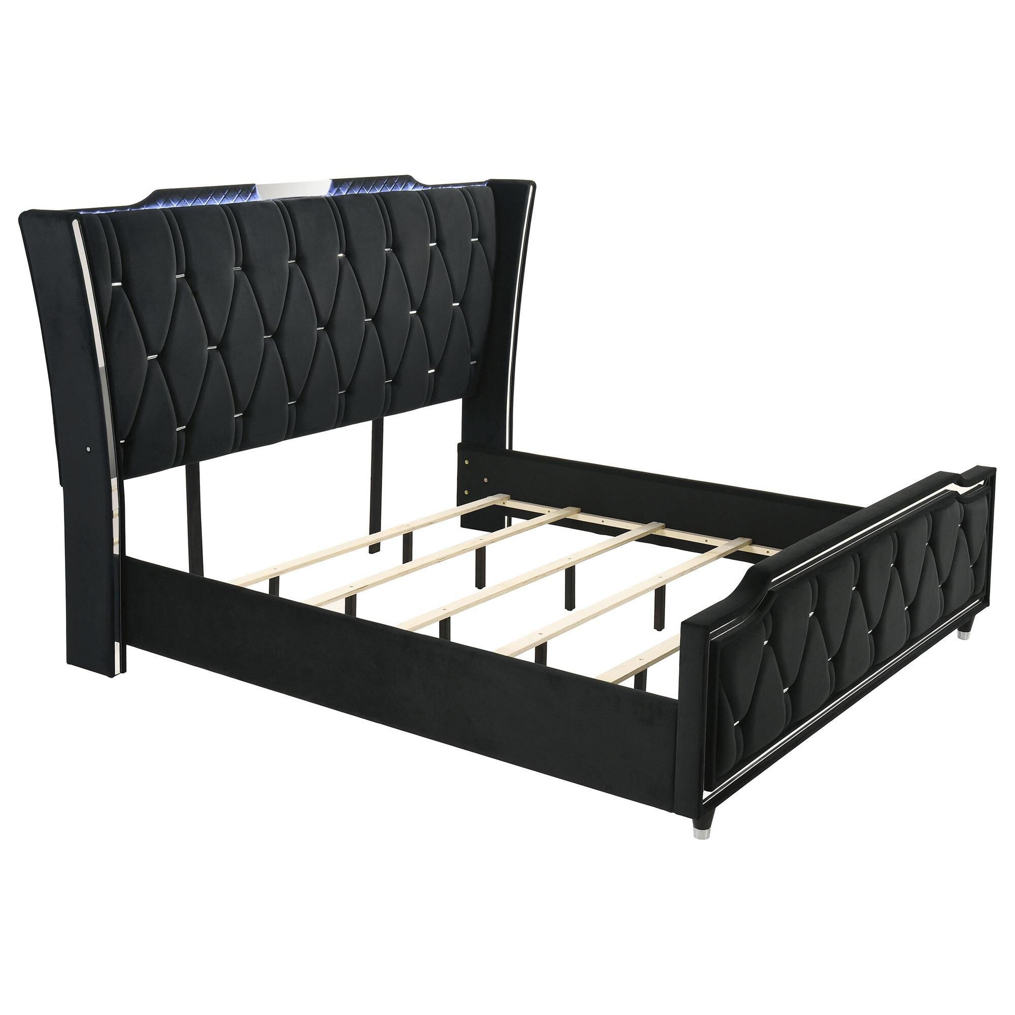Pacific Landing Lorient 4 Piece King Wingback Bedroom Set in Black