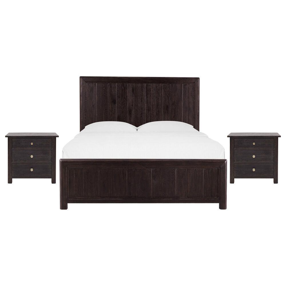 Hooker Furniture Driftwood King Panel Bed with Two Nightstands in Burnt Timber, , large