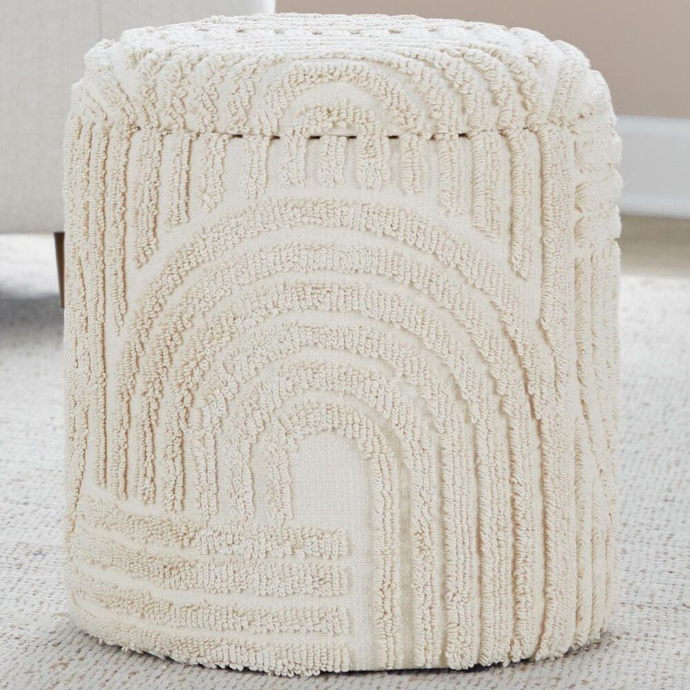 LumiSource Tahoe 18" Sand Storage Ottoman in Beige, , large