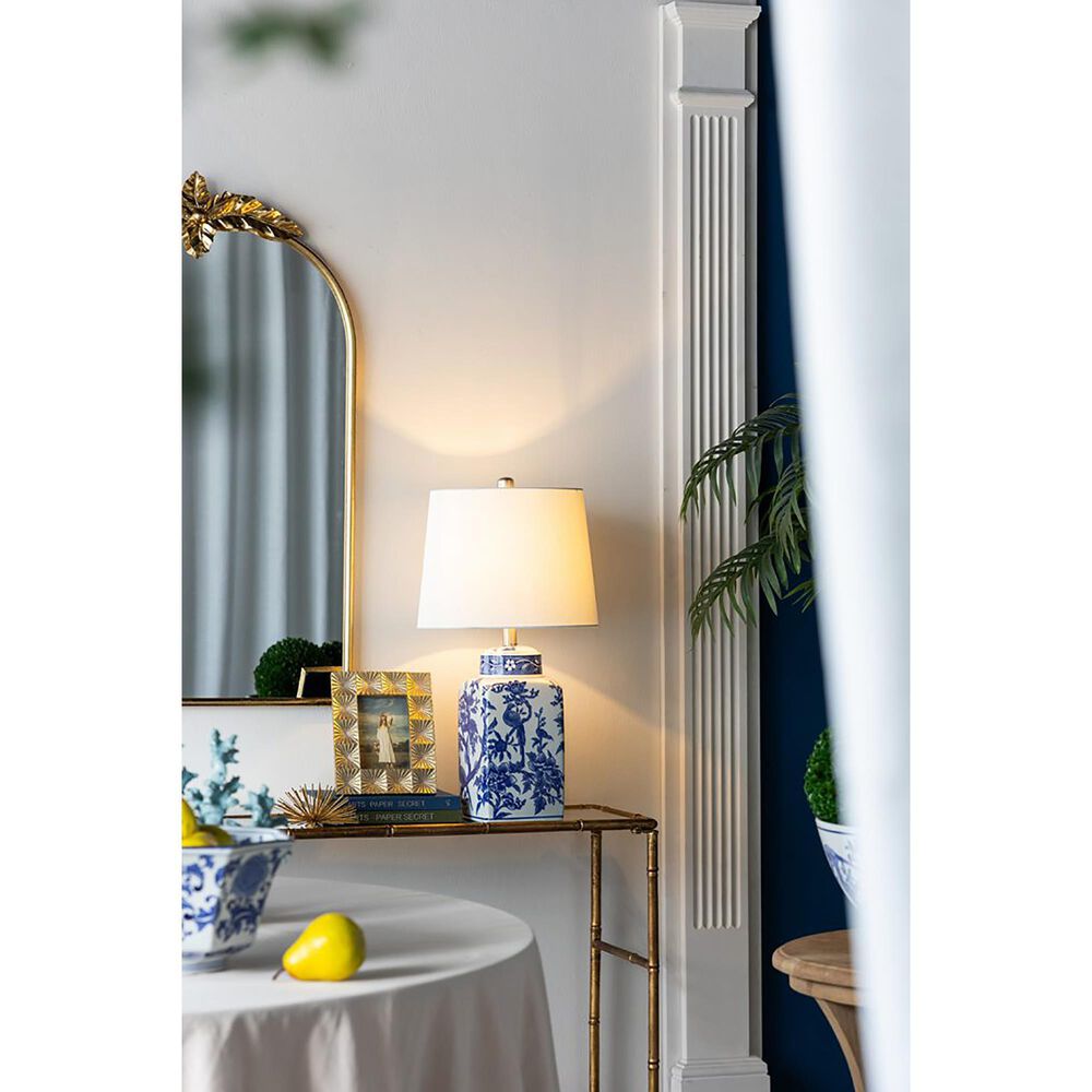 A&amp;B Home Flower Bird Table Lamp in Blue and White, , large