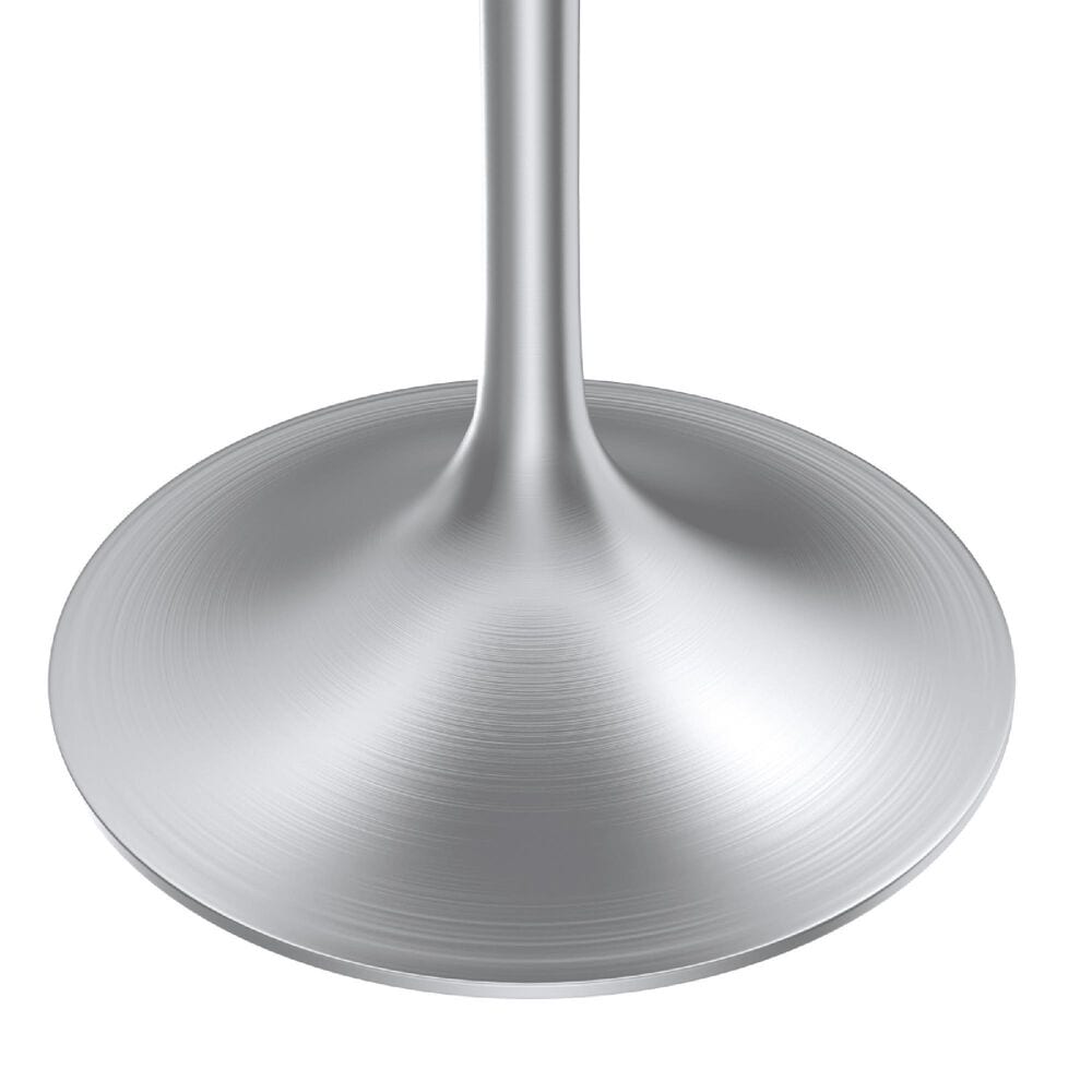 Leisuremod LeisureMod Verve Collection 27 Round Dining Table, Brushed Chrome Base with Dark Maple MDF Top, , large
