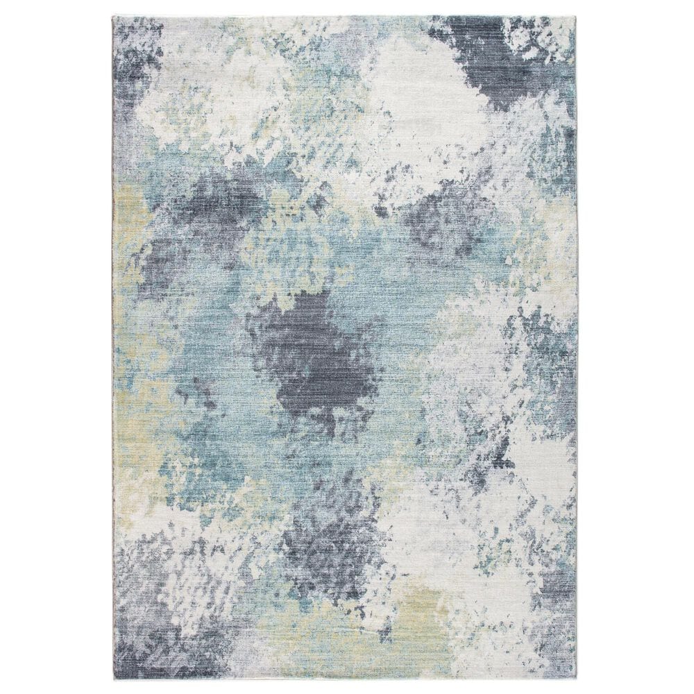 Kas Oriental Rugs Roxy Nebula 5" x 7" Blue and Yellow Area Rug, , large