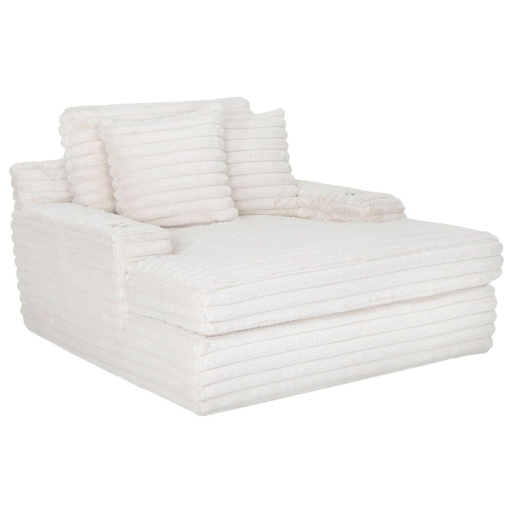 Moore Furniture Bellini Chaise Lounger with Cupholders in Cloud Cream, , large