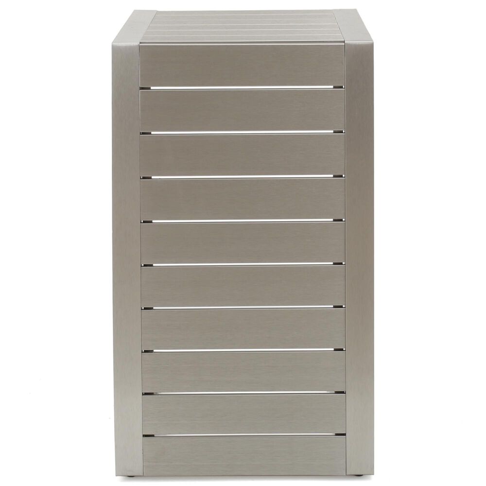 Hearth and Haven Cape Coral C-Shaped Patio Side Table in Silver, , large
