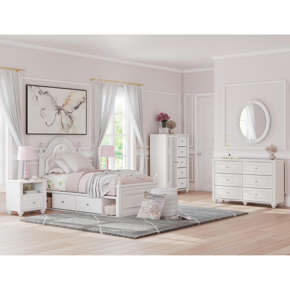 Ashley Kozlani 5-Piece Twin Panel Storage Bedroom Set in Matte White, , large