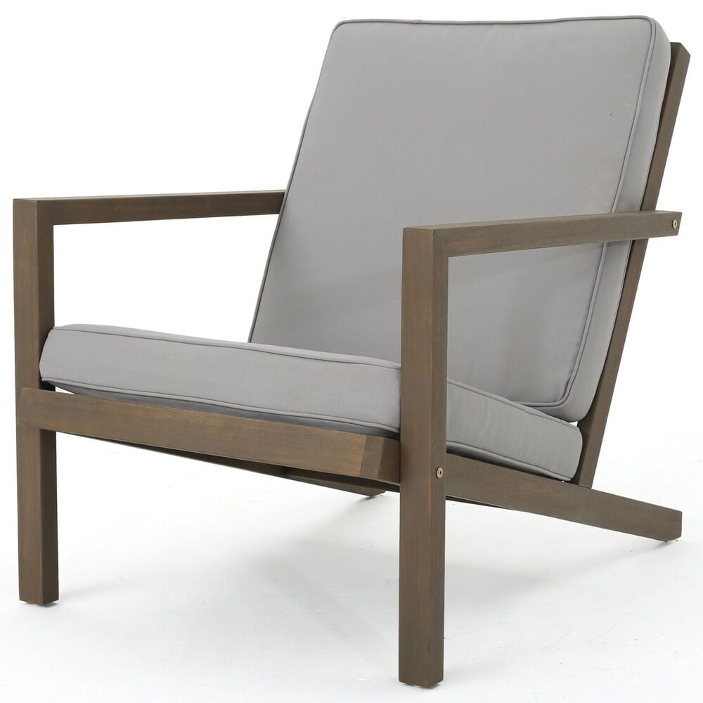 Hearth and Haven Leah 3-Piece Patio Chat Set with Gray Cushion in Brown, , large