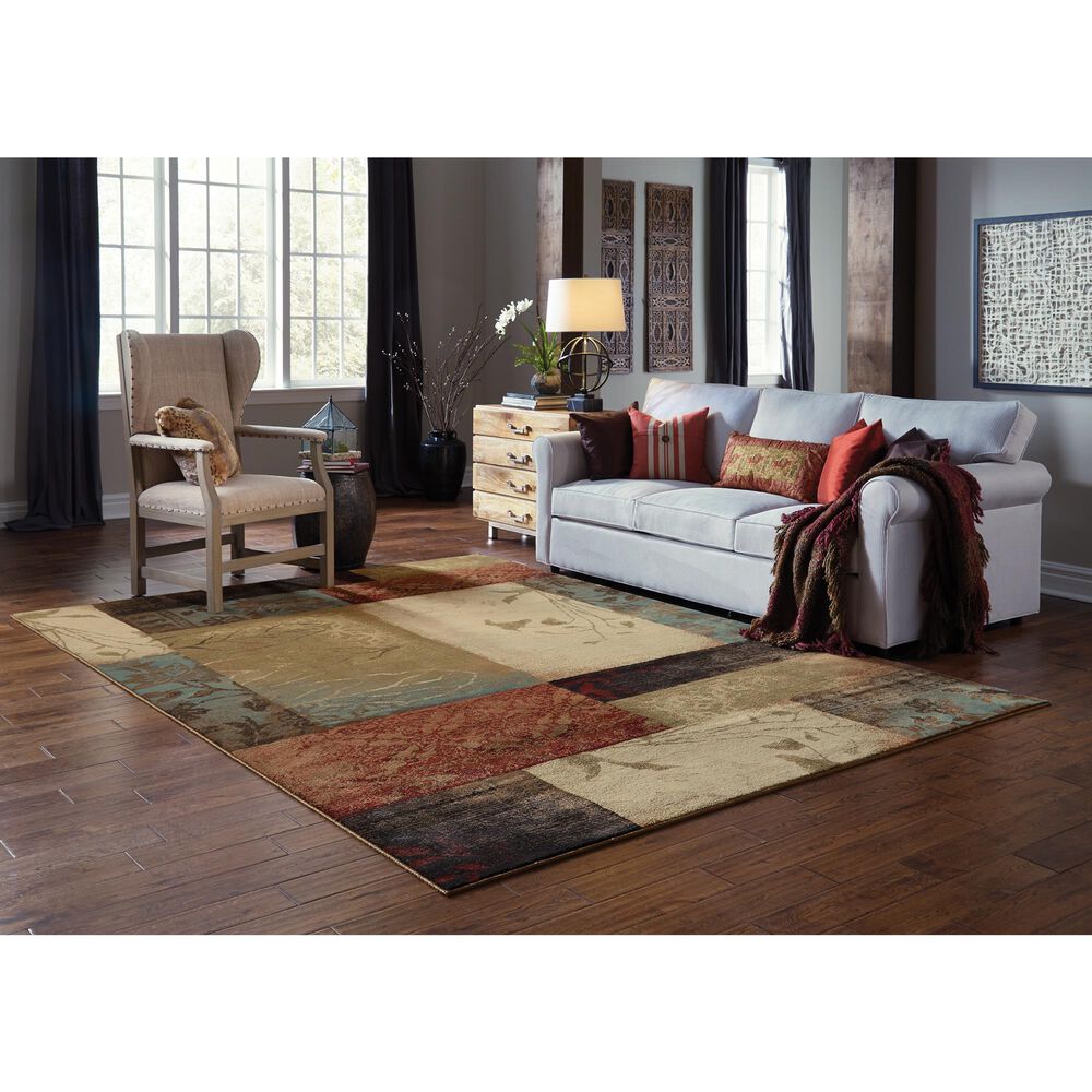 Oriental Weavers Hudson Patchwork Beige 7&#39;8&quot; x 10&#39;10&quot; Area Rug, , large