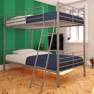 DHP Twin over Twin Convertible Metal Bunk Bed in Silver, , large