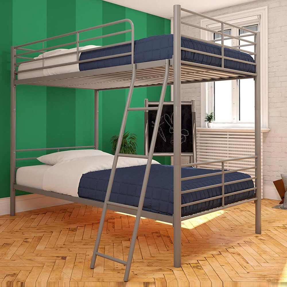 DHP Twin over Twin Convertible Metal Bunk Bed in Silver, , large