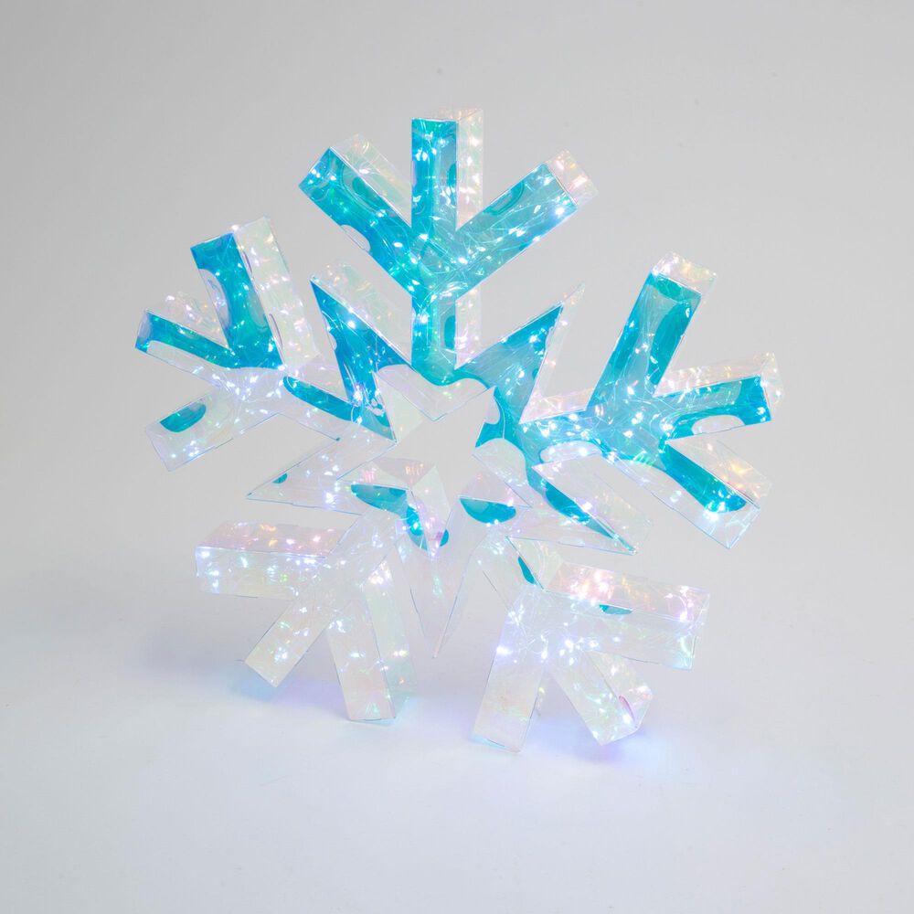 The Gerson Company 18.3&quot; USB Electric Lighted Hanging Holographic Snowflake with Remote Control in White, , large