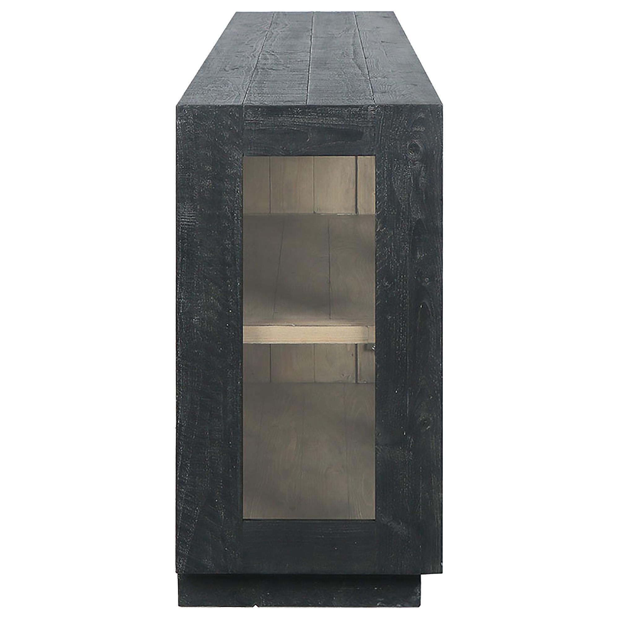 Classic Home Larson 4-Door Sideboard in Black and Clear