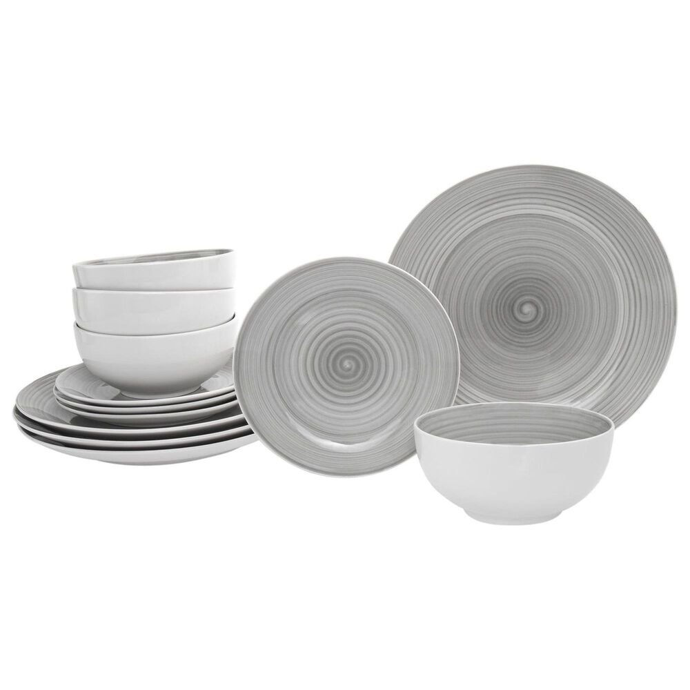 Godinger Silver Spiral 12-Piece Dinnerware Set in Grey, , large