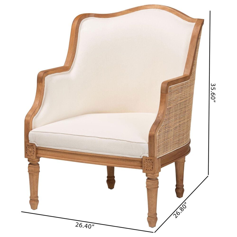 Baxton Studio Elizette Accent Chair with Honey Oak Frame in Beige, , large
