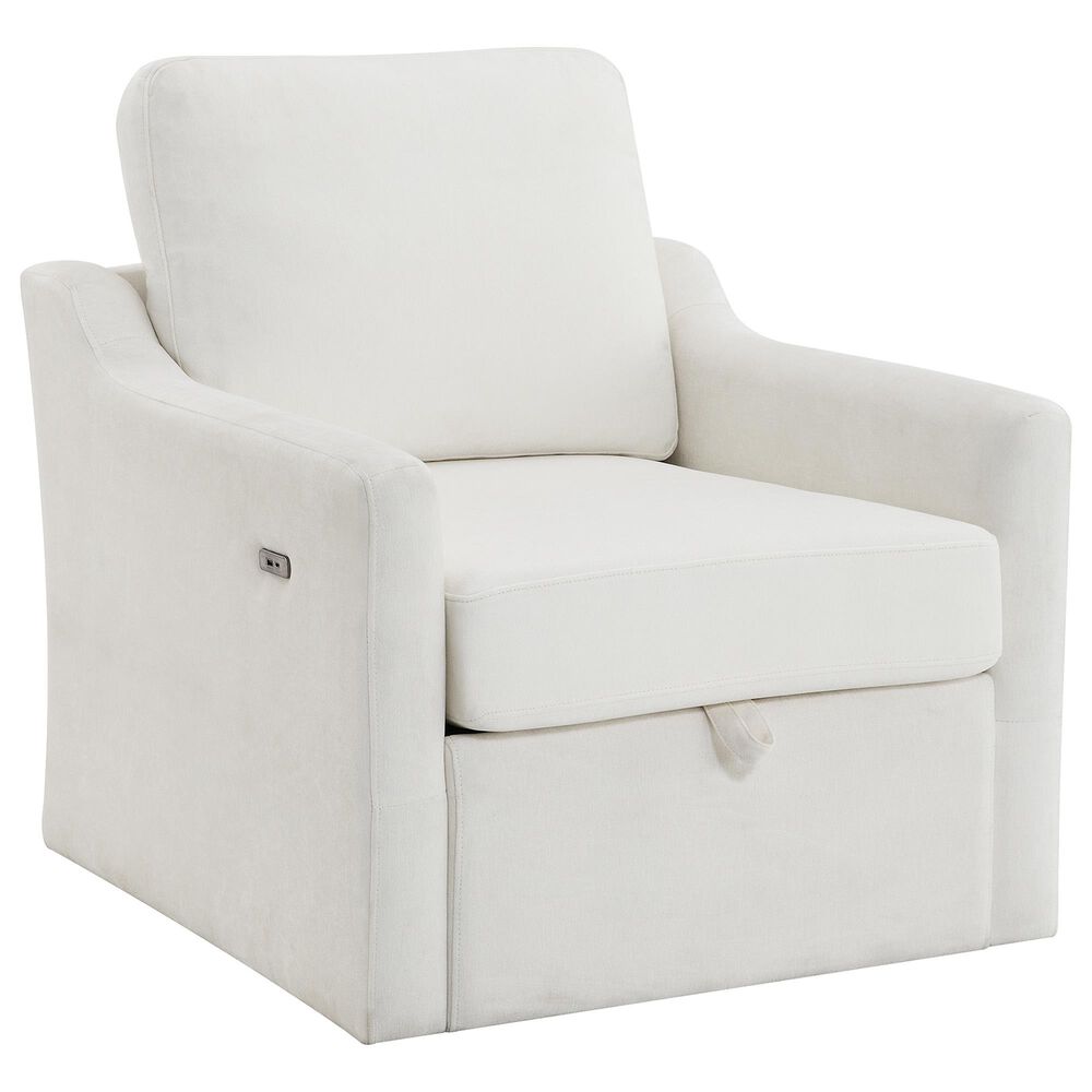 Hearth and Haven Swivel Arm Chair with USB Type-C Ports in White, , large