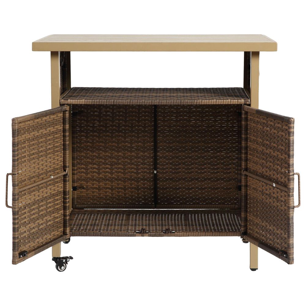 Hearth and Haven Patio Bar Cart with Cabinet in Beige, , large