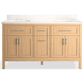 Kohler Hadron 60" Double Bathroom Vanity in Light Oak with 3 cm Bianco Bella Quartz Top and Oval Sinks, , large