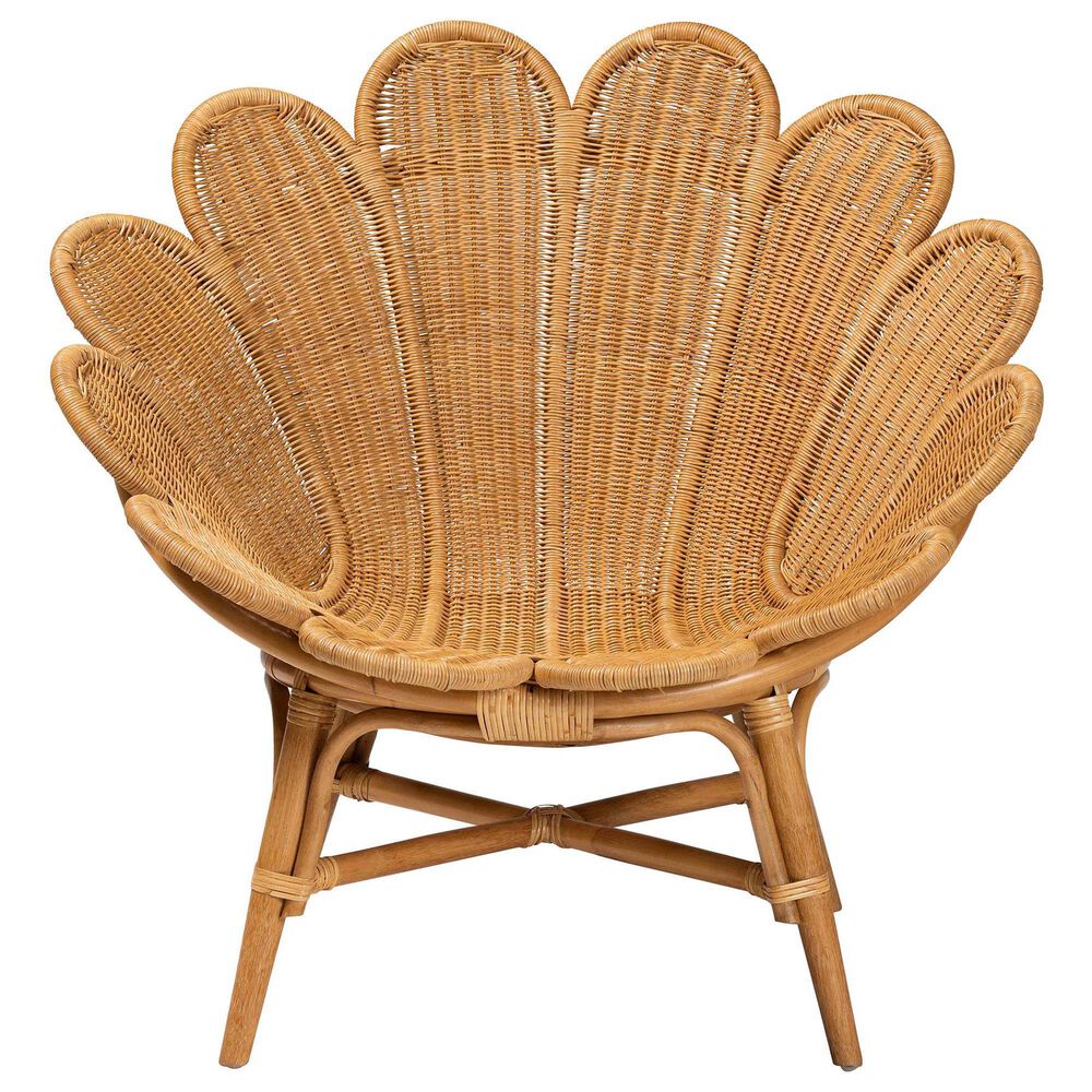 Baxton Studio Blossom Accent Flower Chair in Light Honey, , large
