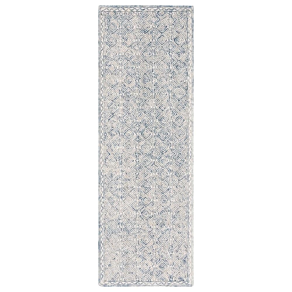 Safavieh Micro-Loop MLP526N 2"3" x 7" Navy and Ivory Runner, , large