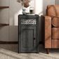 Furniture of America Piez Chair Side Table in Ash Gray and Stainless Steel, , large