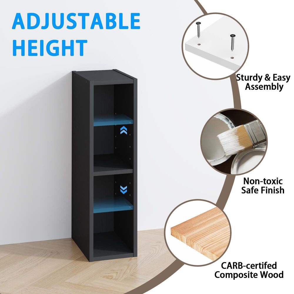 HOMLUX 2-Tier Open Bookcase with 6" Shelf in Blackwood, , large