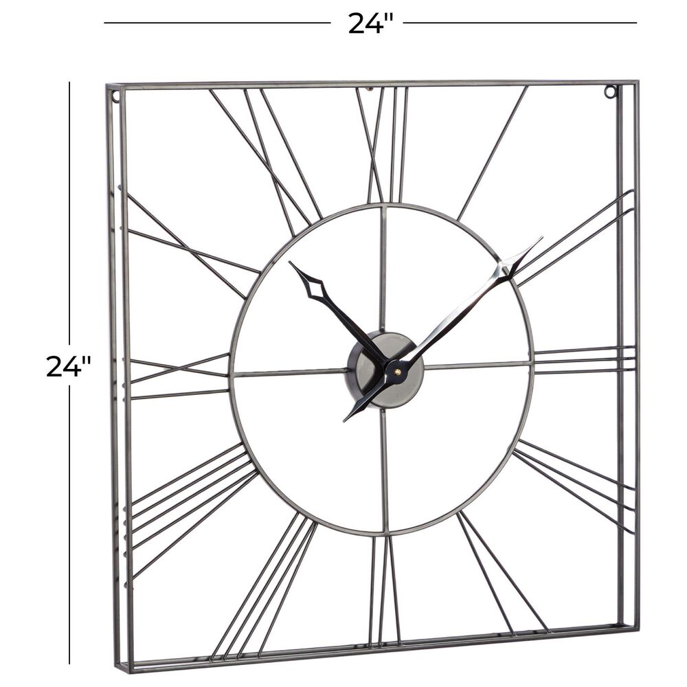 Maple and Jade Open Frame Square Decorative Wall Clock in Matte Black, , large