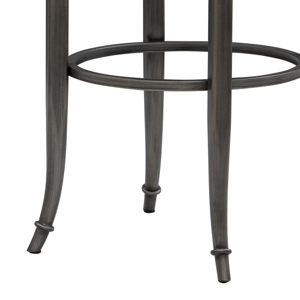 Armen Living Torres Bar Height Stool with Mushroom Brown Upholstery in Antique Pewter, , large