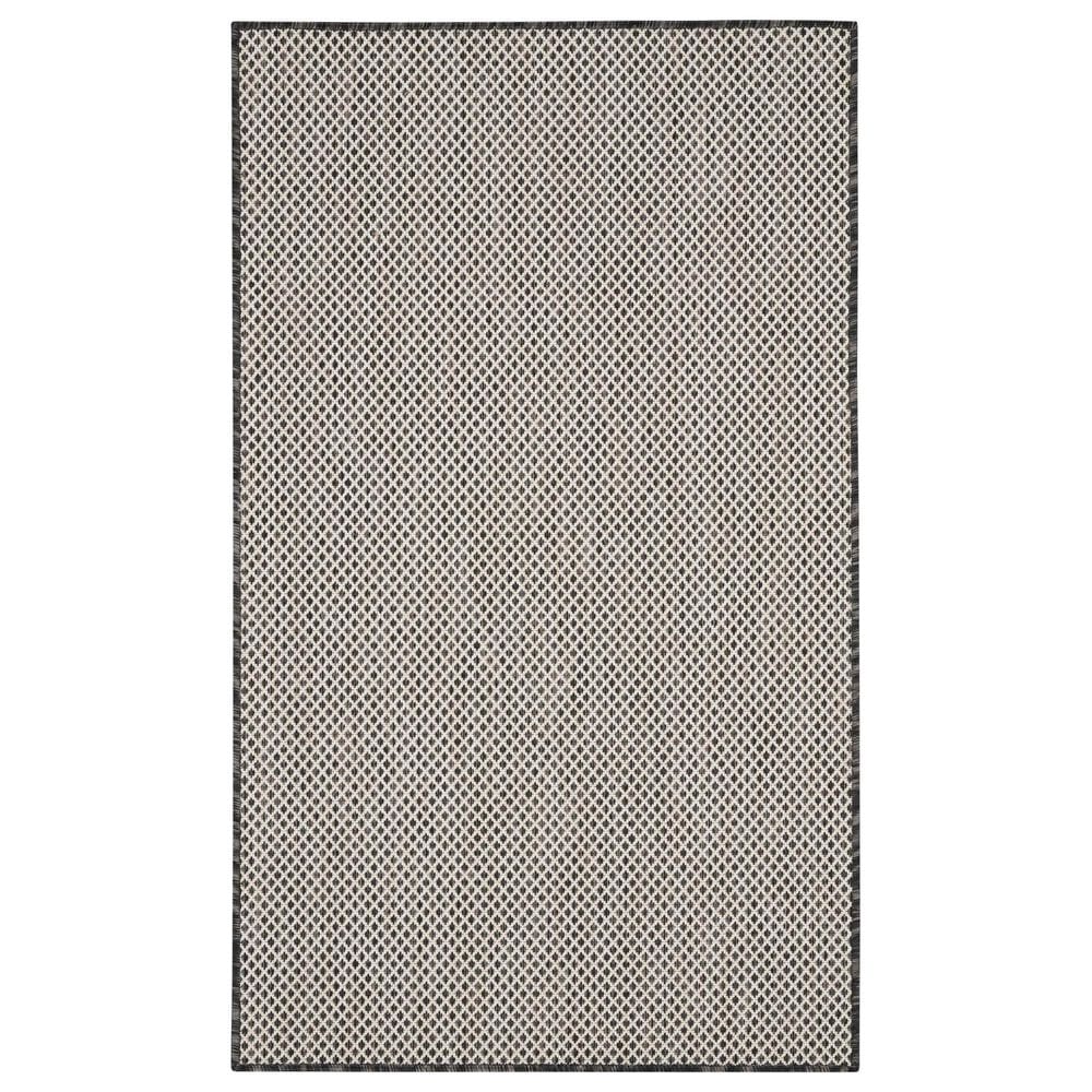 Nourison Courtyard Ivory and Charcoal 3&#39; x 5&#39; Indoor/Outdoor Area Rug, , large