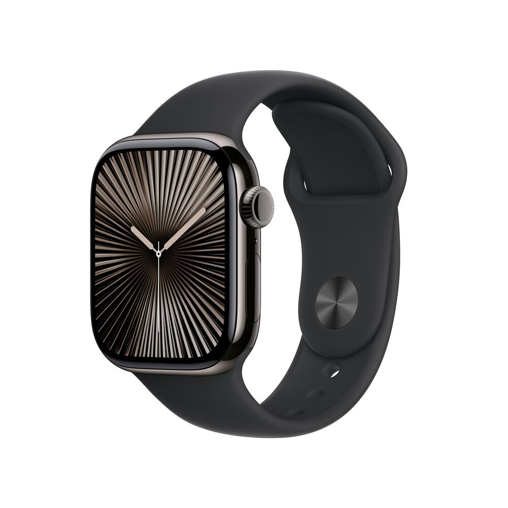 Apple Watch Series 10 GPS + Cellular 42mm Slate Titanium Case with Black Sport Band - M/L, , large