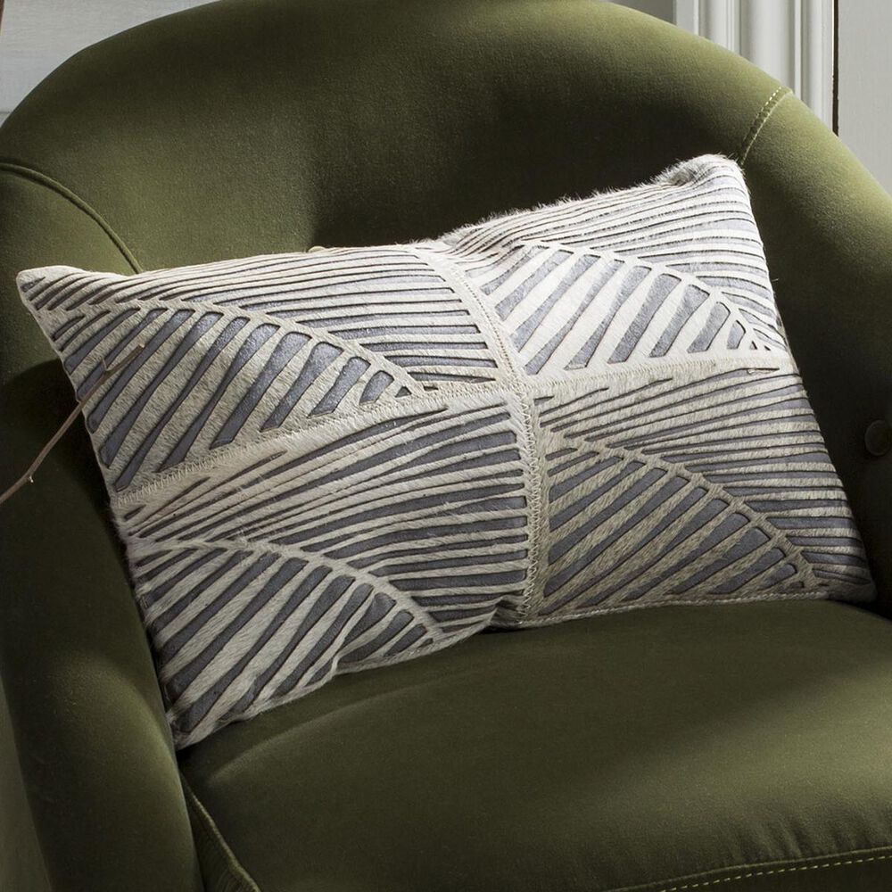 Safavieh Cowhide Pillow in White and Gray, , large