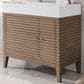James Martin Vanities Linear 36" Single Bathroom Vanity in Whitewashed Walnut with 13 cm Glossy White Solid Surface Top and Rectangular Sink, , large