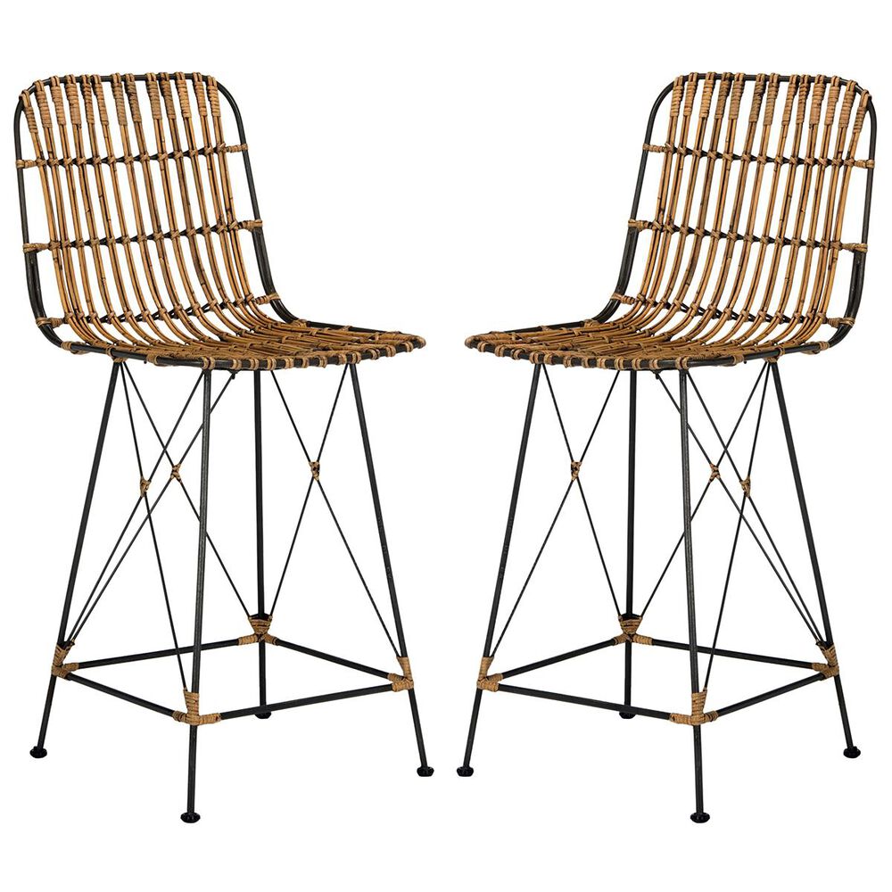 Safavieh Minerva Wicker Counter Stool in Natural Brown Wash &#40;Set of 2&#41;, , large