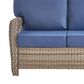Hearth and Haven Outdoor Sofa with T-back Cushions and Gray Wicker in Blue, , large