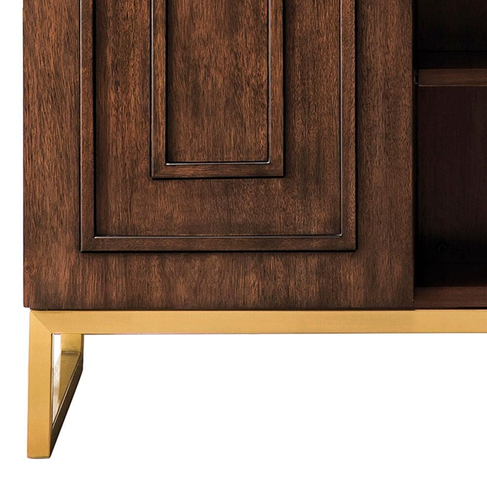James Martin Vanities Alicante 39.5&quot; Single Bathroom Vanity in Mid Century Acacia and Radiant Gold with 5 cm White Glossy Resin Top and Rectangular Sink, , large