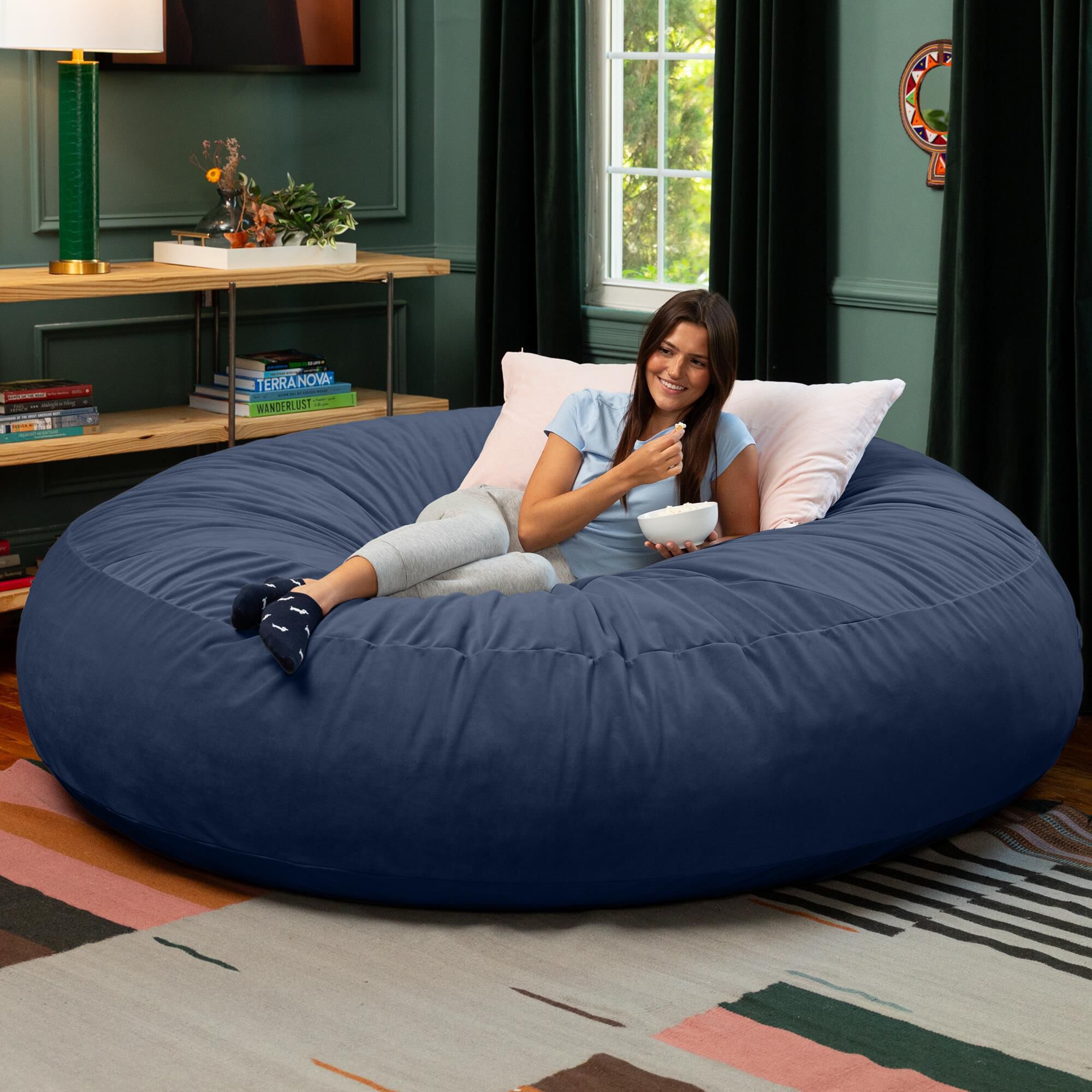Jaxx Cocoon 6' Oversized Bean Bag Chair in Navy Blue