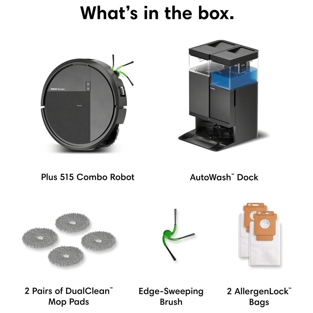 iRobot Roomba Plus 515 Combo Robot and AutoWash Dock in Black, , large