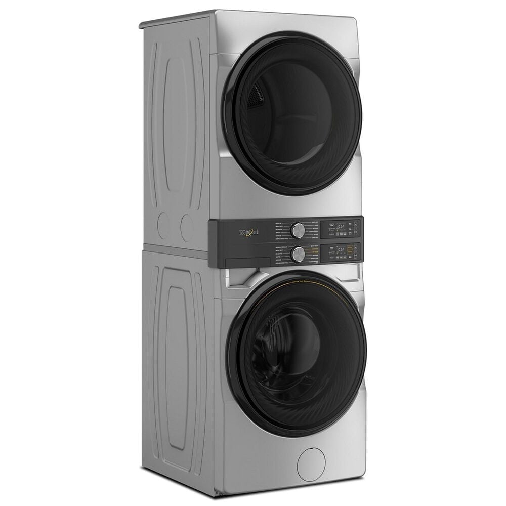Whirlpool 4.5 Cu. Ft. Smart Front Load Washer and 7.4 Cu. Ft. Electric Dryer Stack Laundry in Radiant Silver, , large
