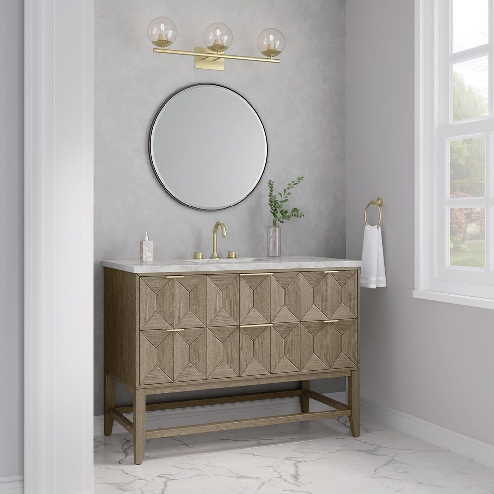 James Martin Emmeline 48&quot; Single Bathroom Vanity in Pebble Oak with 3 cm Parisien Bleu Quartz Top, Rectangle Sink and FreePower Wireless Charger, , large