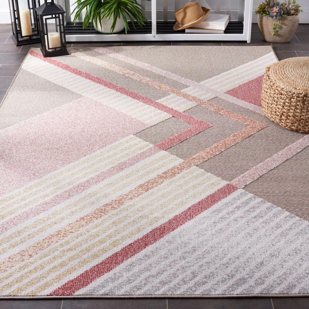 Safavieh Sarasota 5&#39;3&quot; x 7&#39;7&quot; Pink and Brown Indoor/Outdoor Area Rug, , large