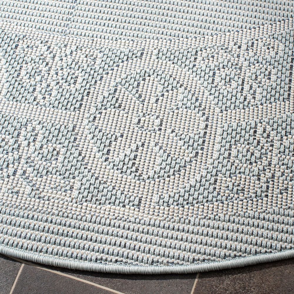 Safavieh Bermuda 6&#39;7&quot; Round Light Blue and Ivory Indoor/Outdoor Area Performance Rug, , large