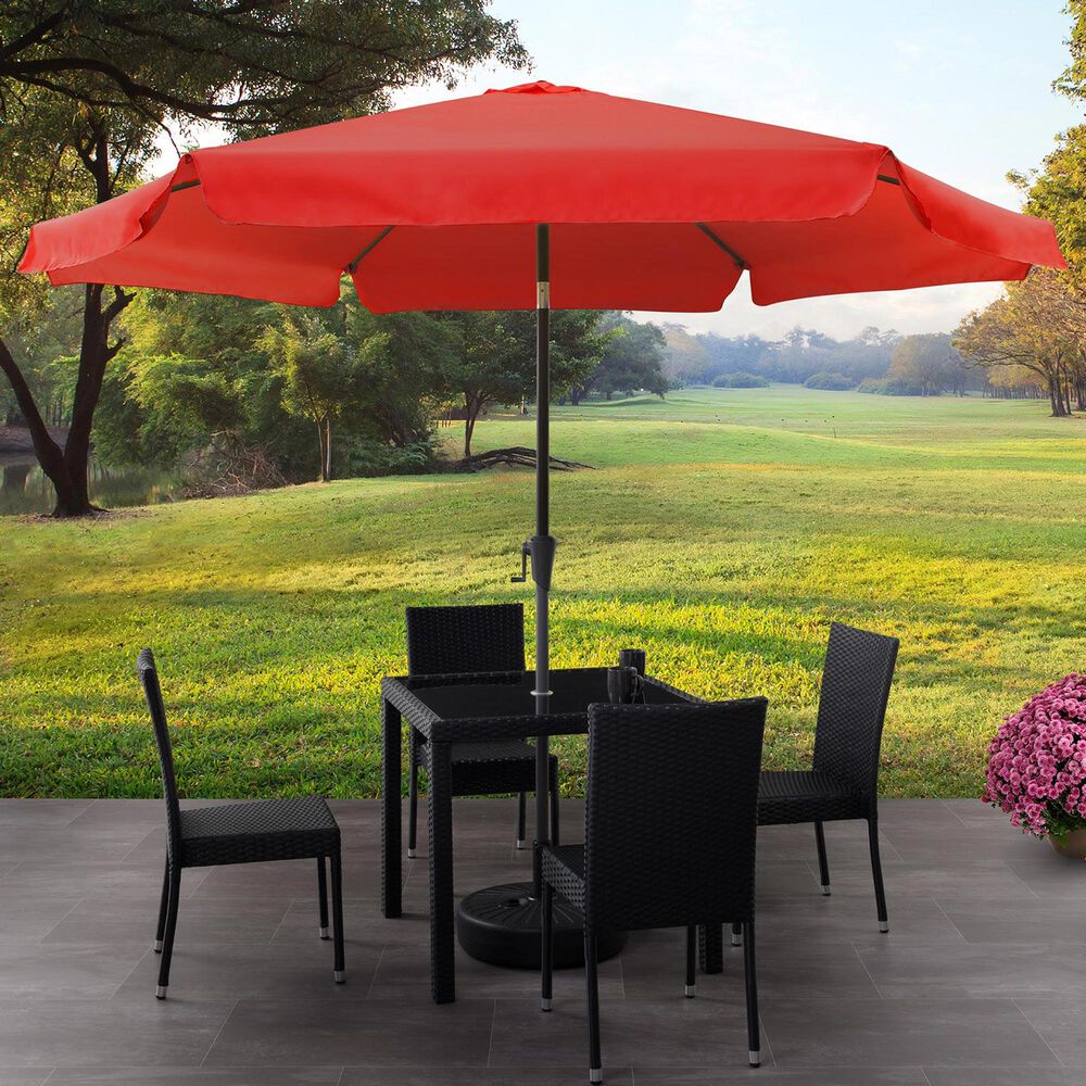 CorLiving 10' Round Tilting Patio Umbrella in Crimson Red, , large