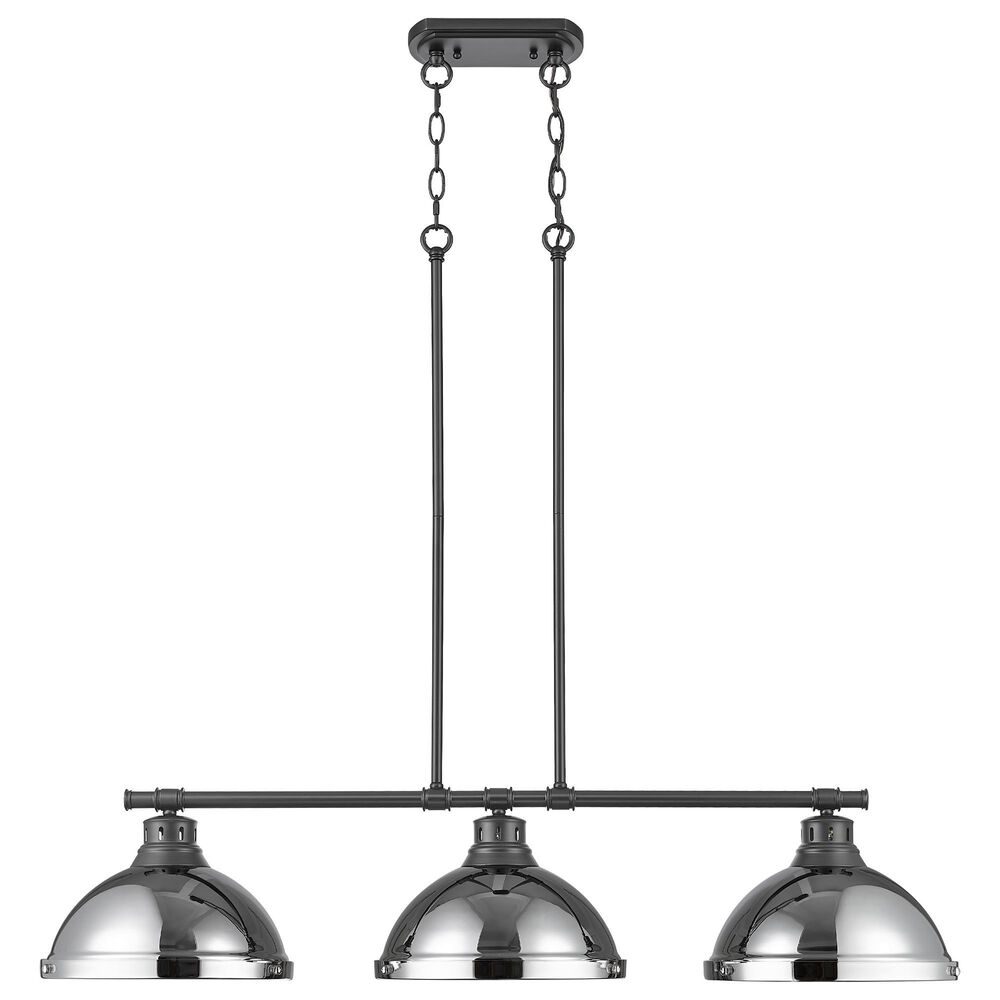 Golden Lighting Duncan 3-Light Pendant with Chrome Shade in Matte Black, , large
